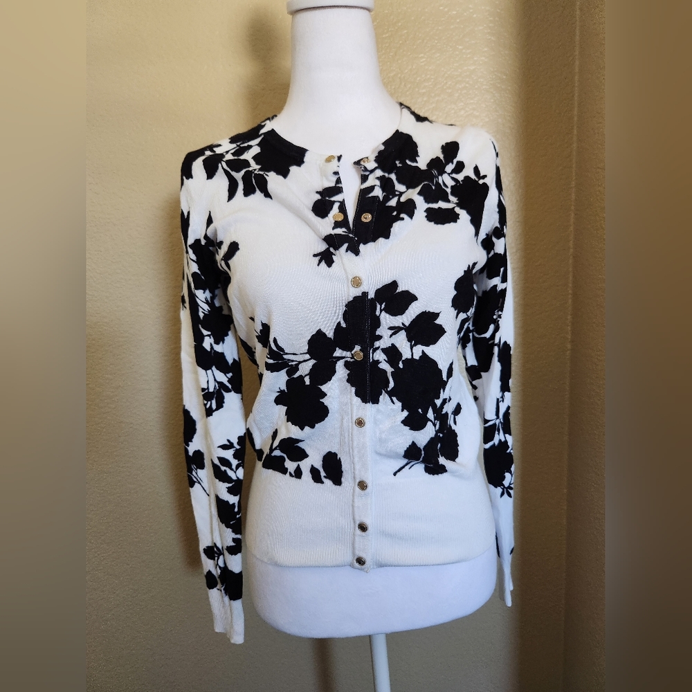 WHBM Black and White Cardigan,  Size Small